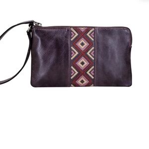 Latico Purple Leather Wristlet with Geometric Design